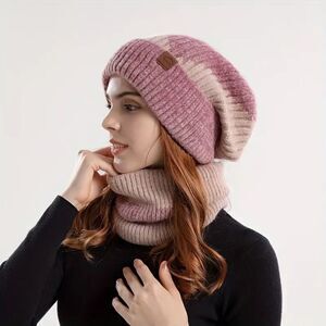 Knit Slouchy Beanie w/Neck Gaiter 2pcs.